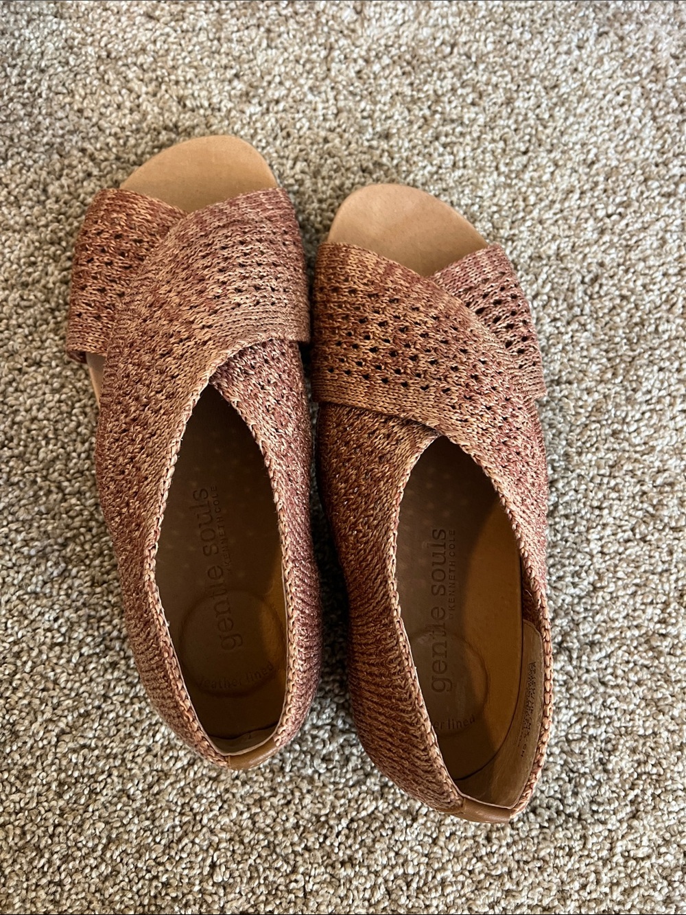gentle souls Woven Open-Toe Crossover Sandals in Rust - Picture 3 of 5